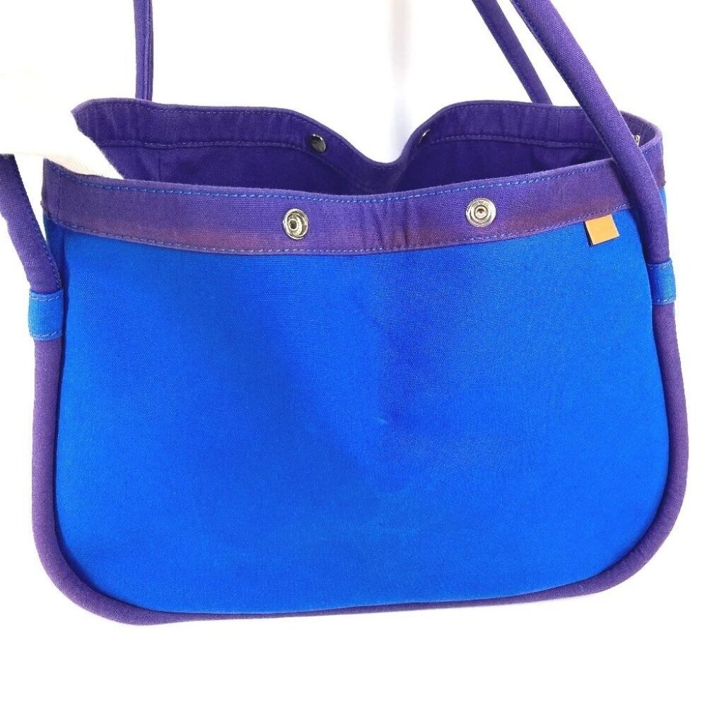 HERMES With porch Sac Baga GM Tote Bag Hand Bag Canvas blue - Picture 12 of 16
